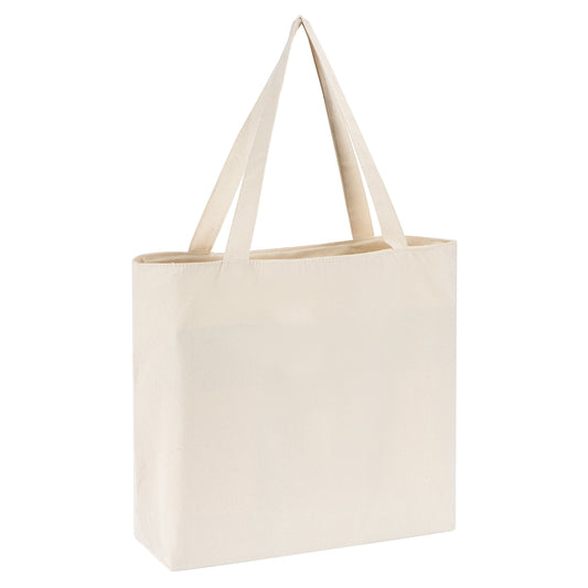 Large Zipper Cotton Tote Bag with Inner Pocket