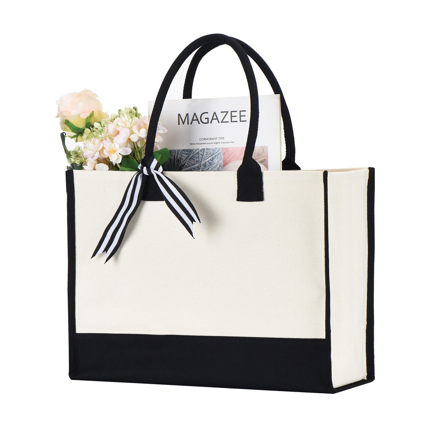 Wedding Tote Bag w/Bottom Board Support and Ribbon