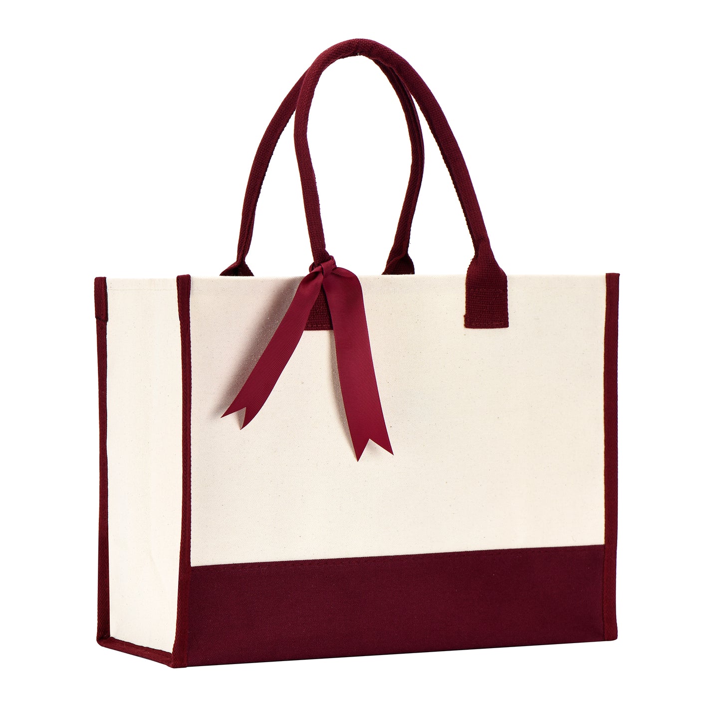 Wedding Tote Bag w/Bottom Board Support and Ribbon