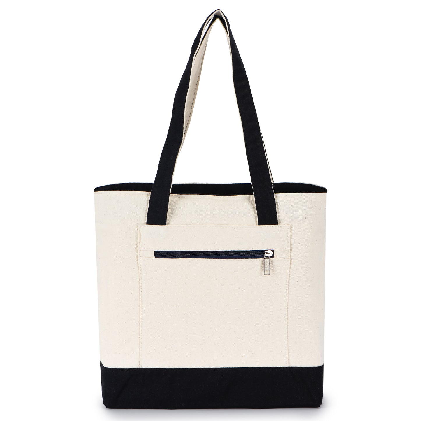 Zippered Shopping Cotton Tote Bag