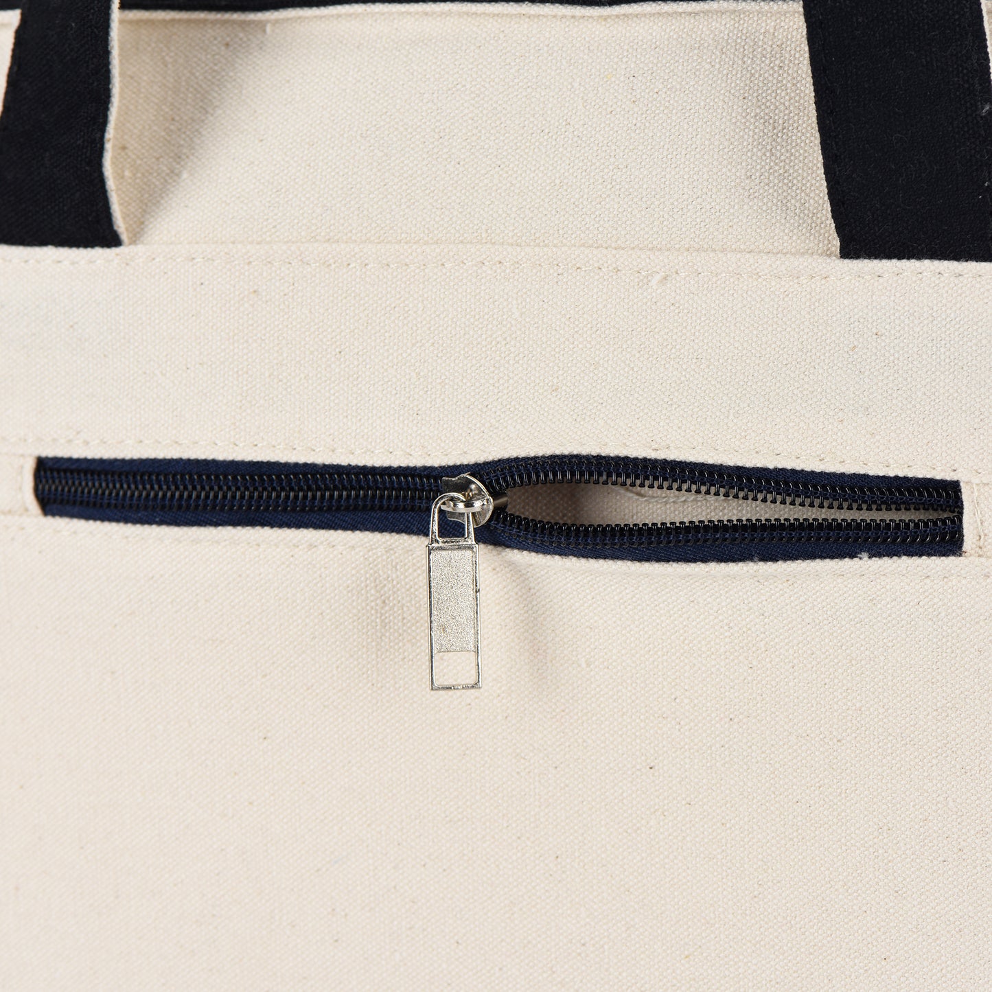 Zippered Shopping Cotton Tote Bag