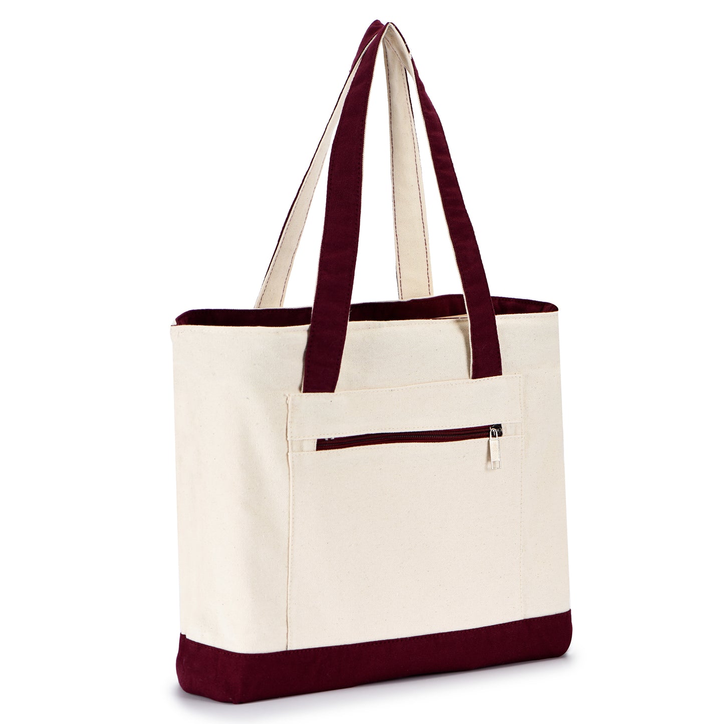 Zippered Shopping Cotton Tote Bag