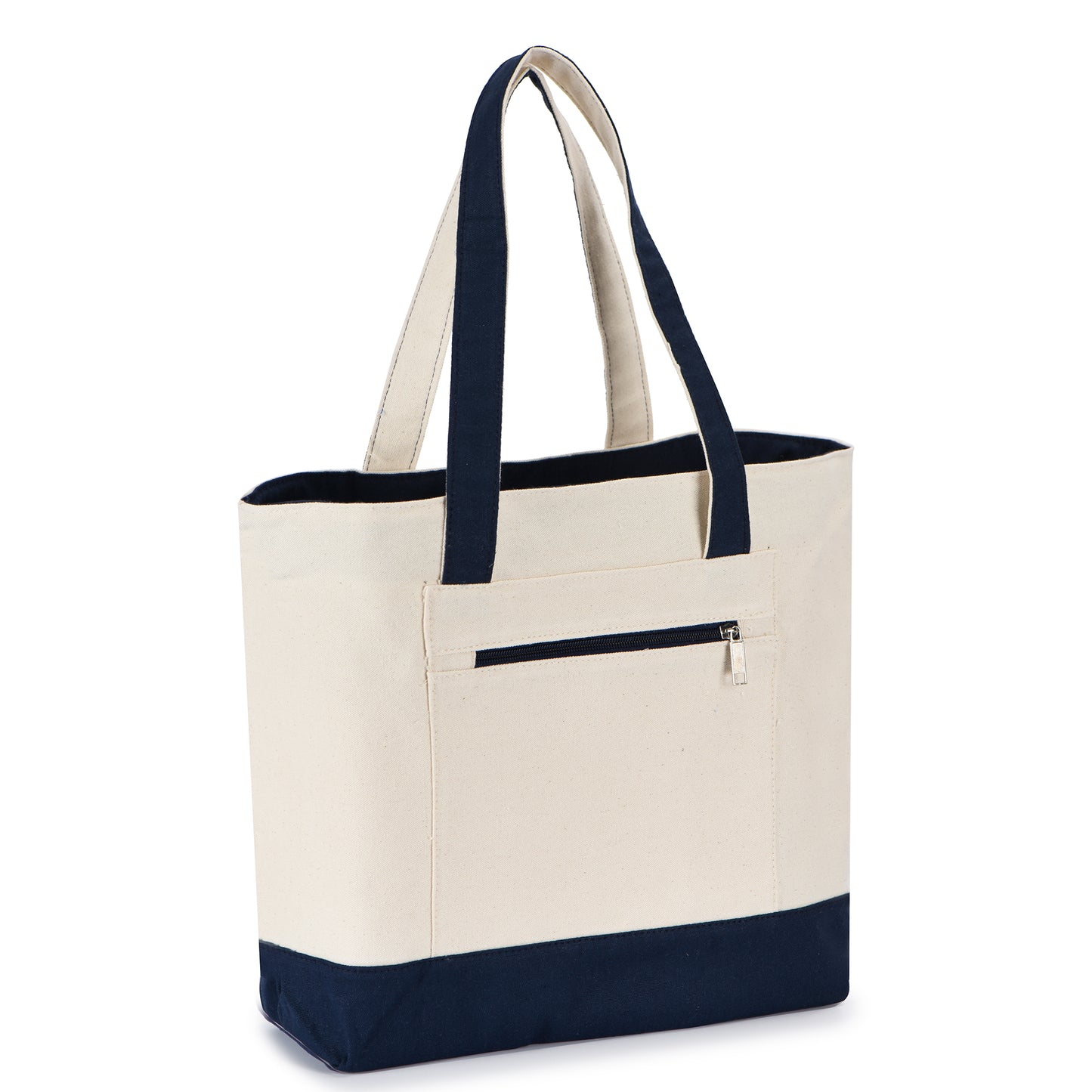 Zippered Shopping Cotton Tote Bag