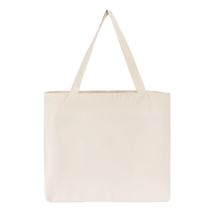 Large Zipper Cotton Tote Bag with Inner Pocket