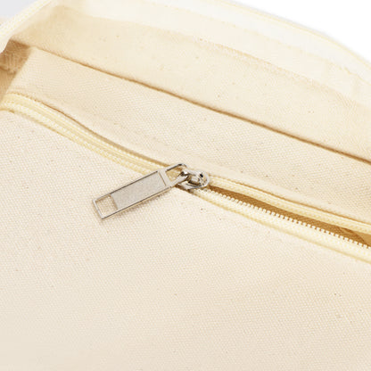 Large Zipper Cotton Tote Bag with Inner Pocket