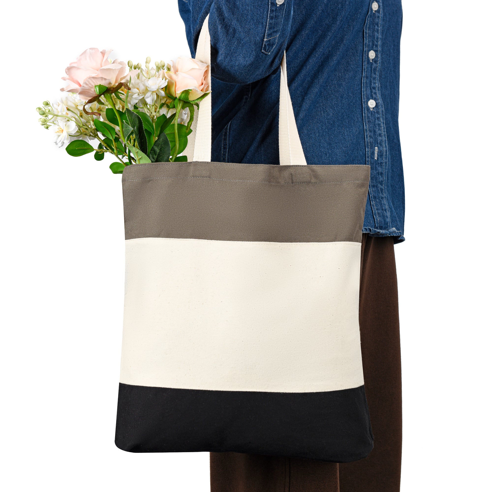 Tri-Color Cotton Tote Bag