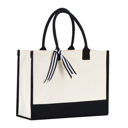 Wedding Tote Bag w/Bottom Board Support and Ribbon