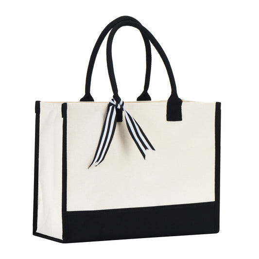 Wedding Tote Bag w/Bottom Board Support and Ribbon
