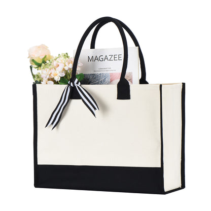Wedding Tote Bag w/Bottom Board Support and Ribbon