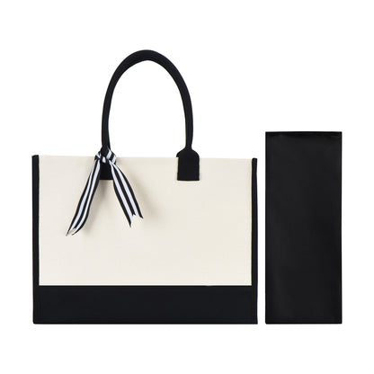 Wedding Tote Bag w/Bottom Board Support and Ribbon