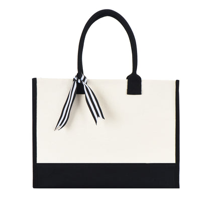 Wedding Tote Bag w/Bottom Board Support and Ribbon