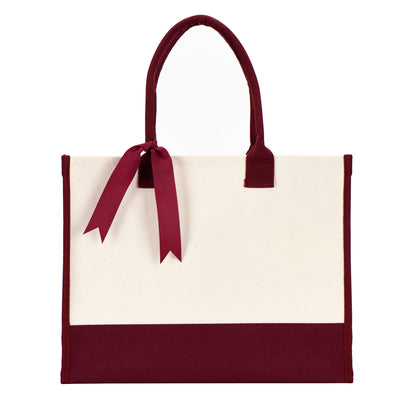 Wedding Tote Bag w/Bottom Board Support and Ribbon