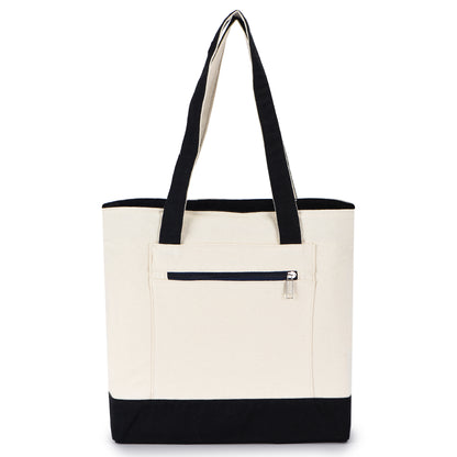 Zippered Shopping Cotton Tote Bag