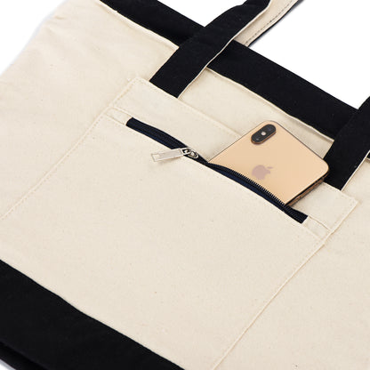 Zippered Shopping Cotton Tote Bag