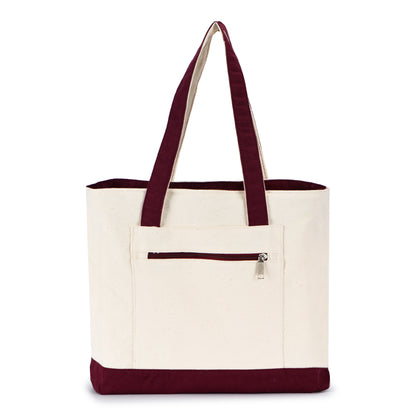 Zippered Shopping Cotton Tote Bag