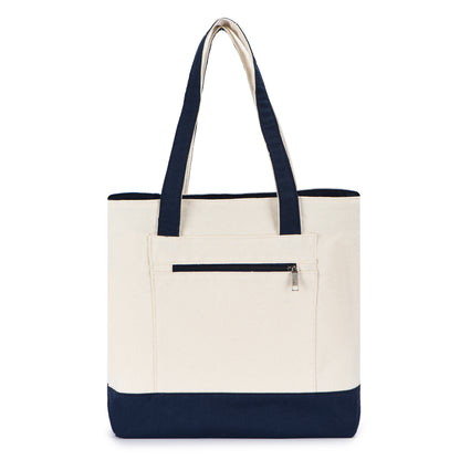 Zippered Shopping Cotton Tote Bag
