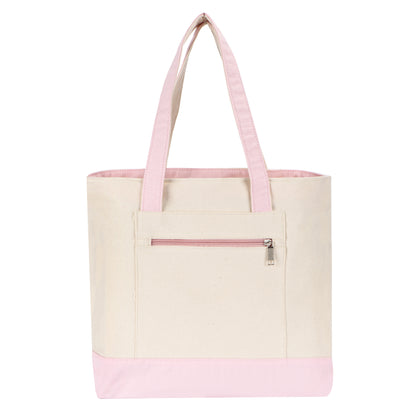Zippered Shopping Cotton Tote Bag