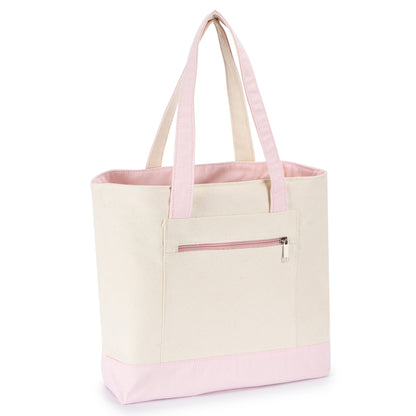 Zippered Shopping Cotton Tote Bag