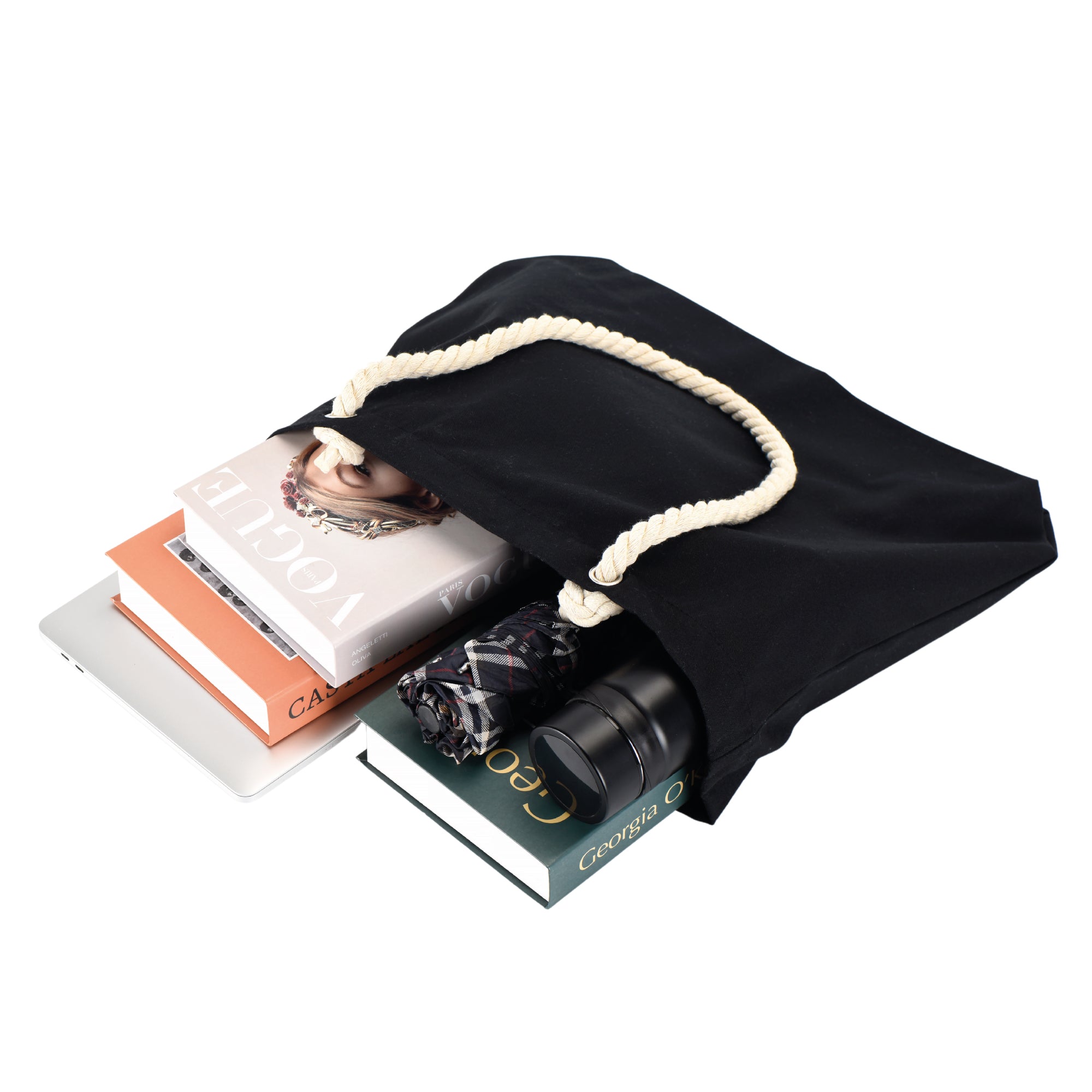 Beach Tote Bag With Rope Handles and Inner Pocket