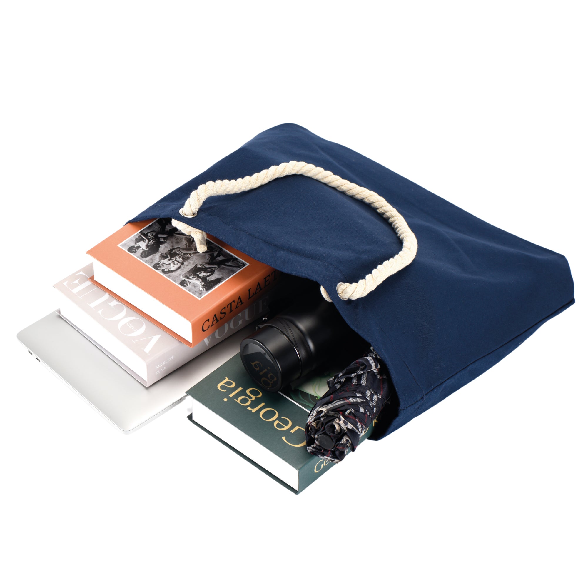 Beach Tote Bag With Rope Handles and Inner Pocket